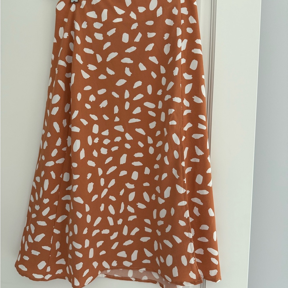 Lulu's Orange A-Line Midi Skirt Casual Resort Wear